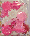 Large Pink Mix Daisy Barrettes w/ Sheen