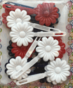 Large Red, White & Blue Daisy Barrettes