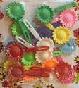 Multicolor Mini Sunflower Barrettes with Sheen